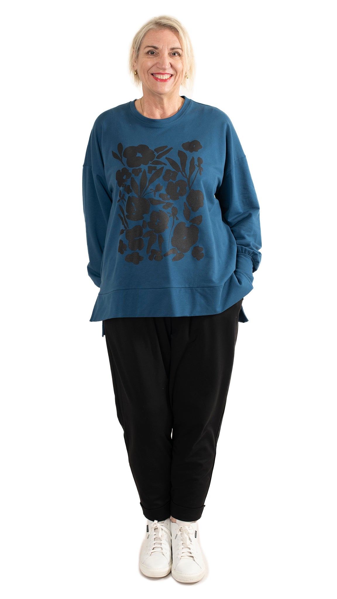 Storm sweat Blue - Square floral
