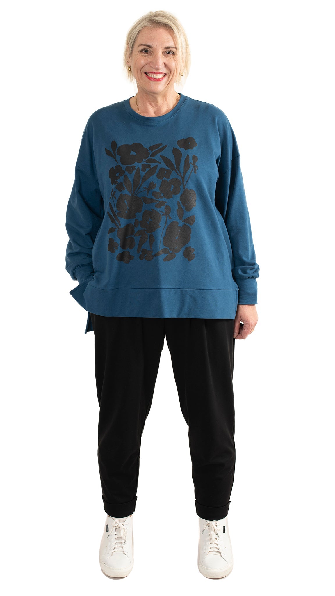 Storm sweat Blue - Square floral