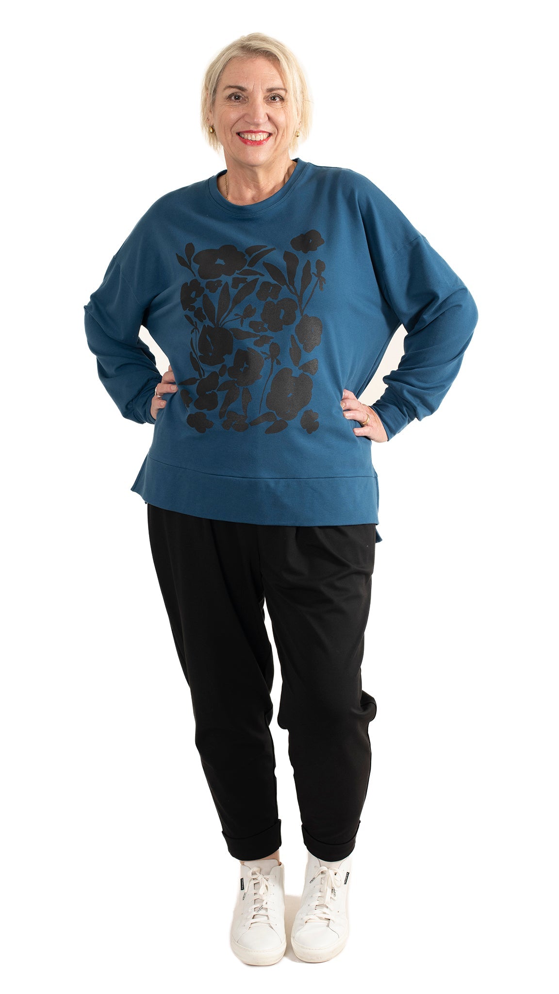 Storm sweat Blue - Square floral