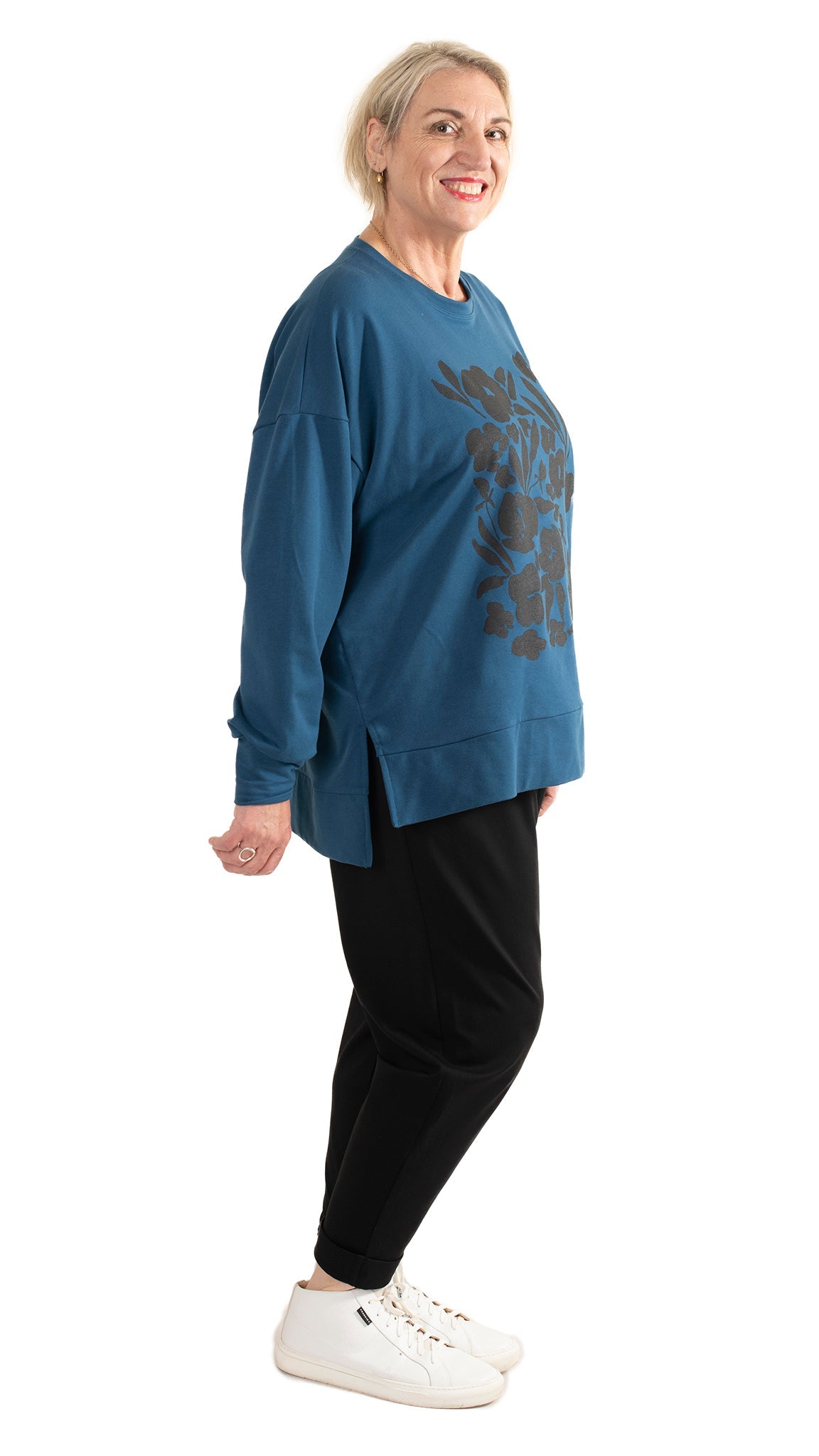 Storm sweat Blue - Square floral