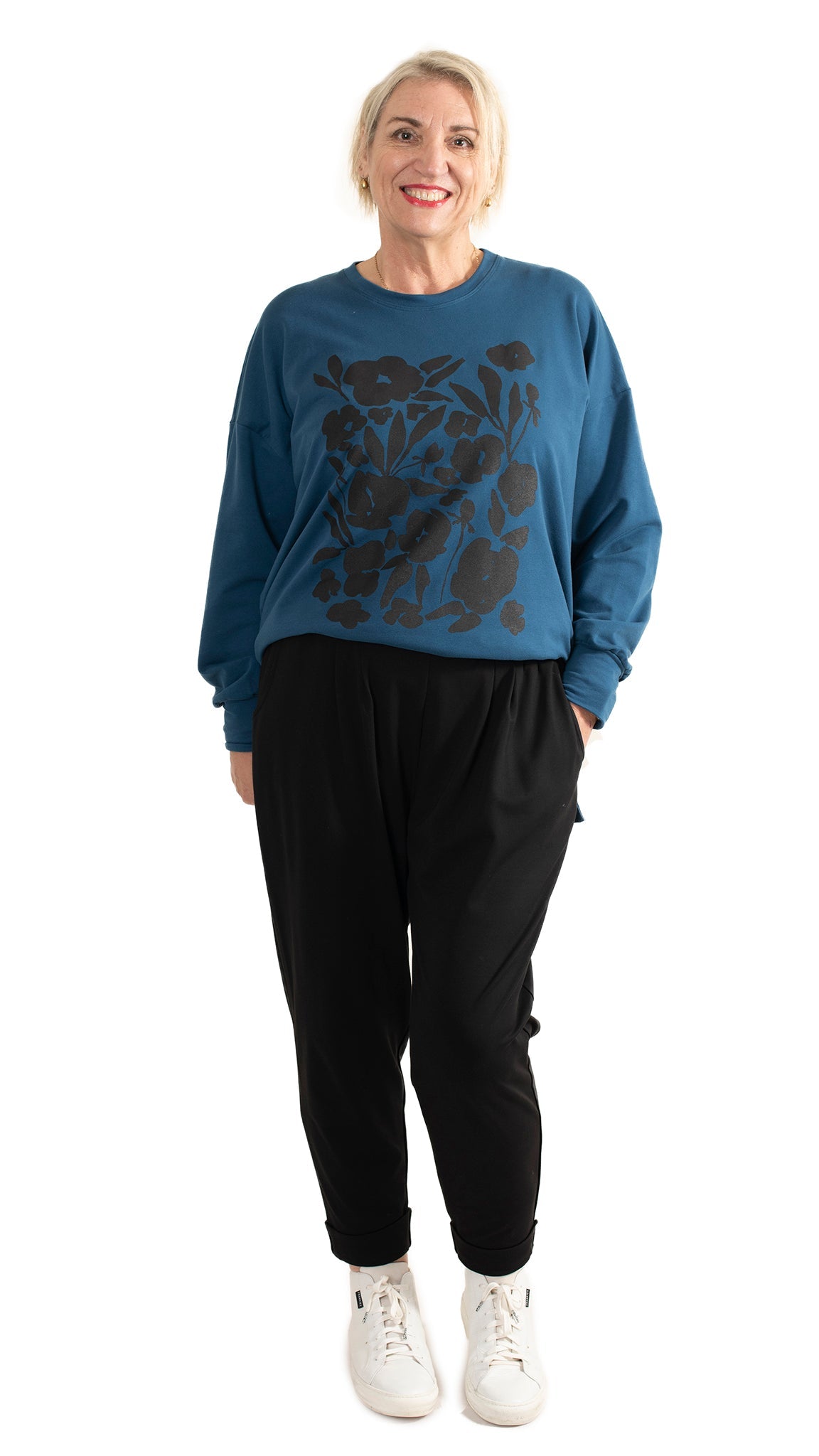 Storm sweat Blue - Square floral