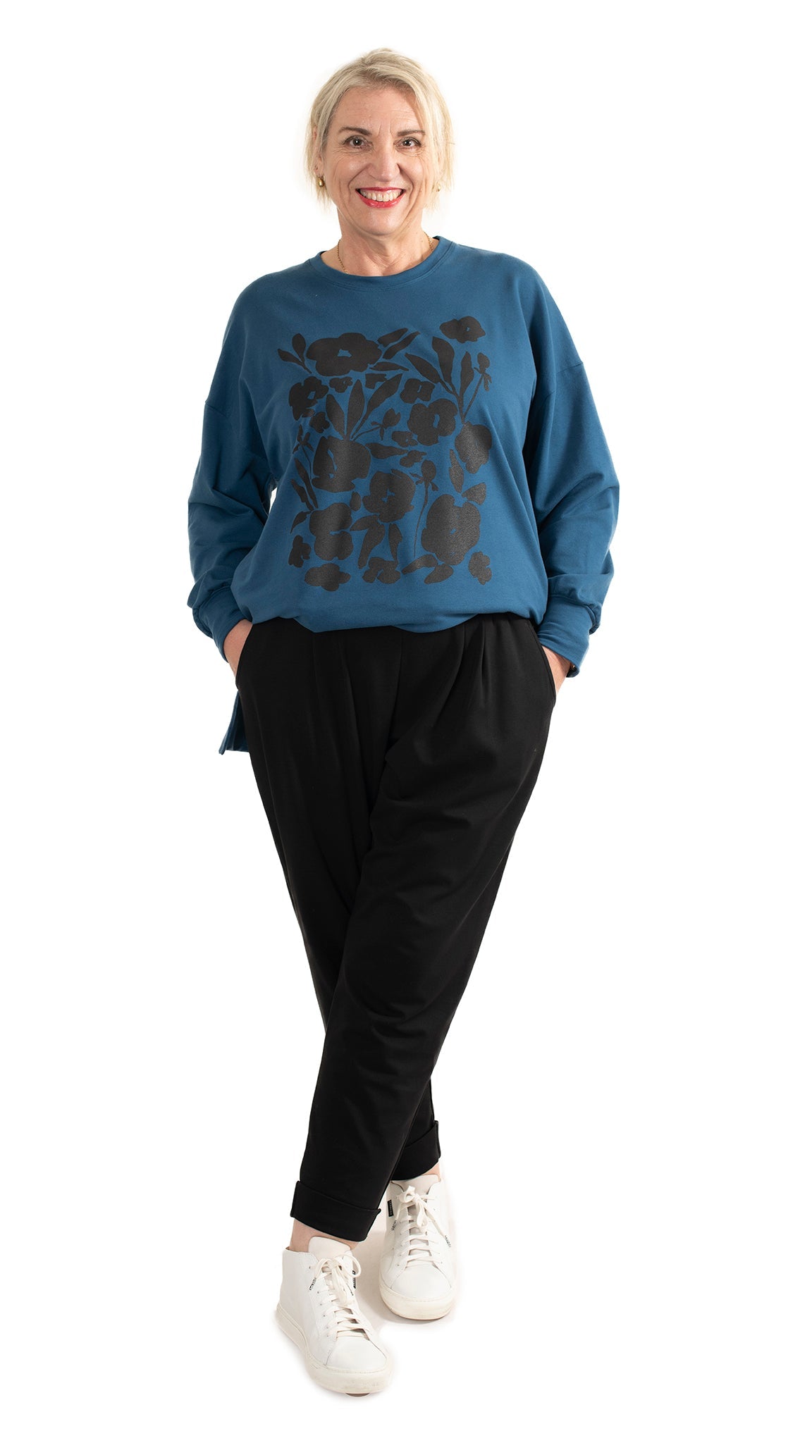 Storm sweat Blue - Square floral