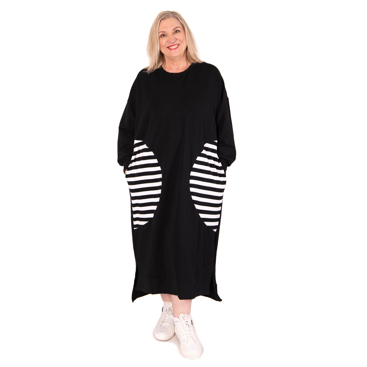 crescent dress - stripe