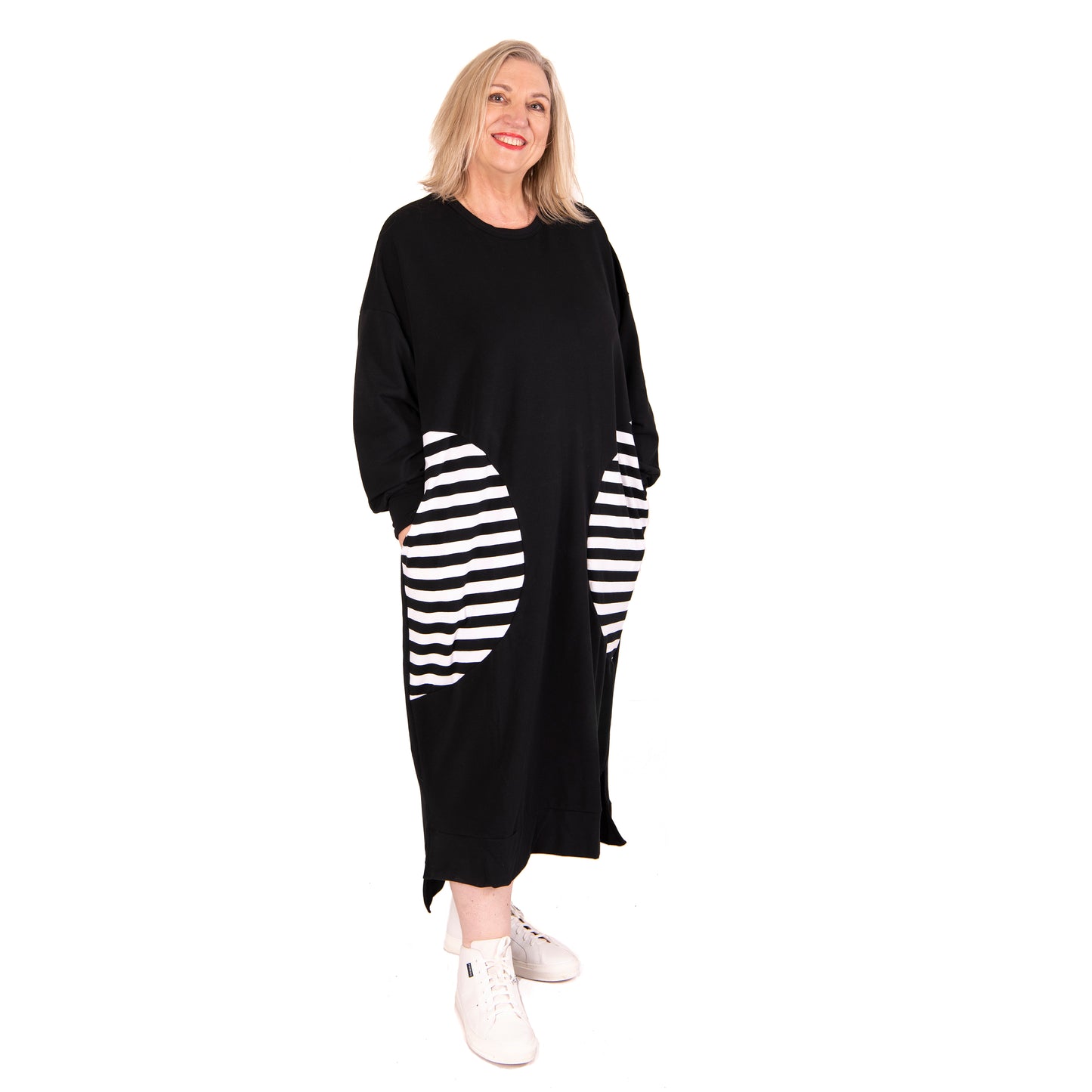 crescent dress - stripe
