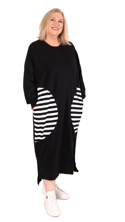 crescent dress - stripe