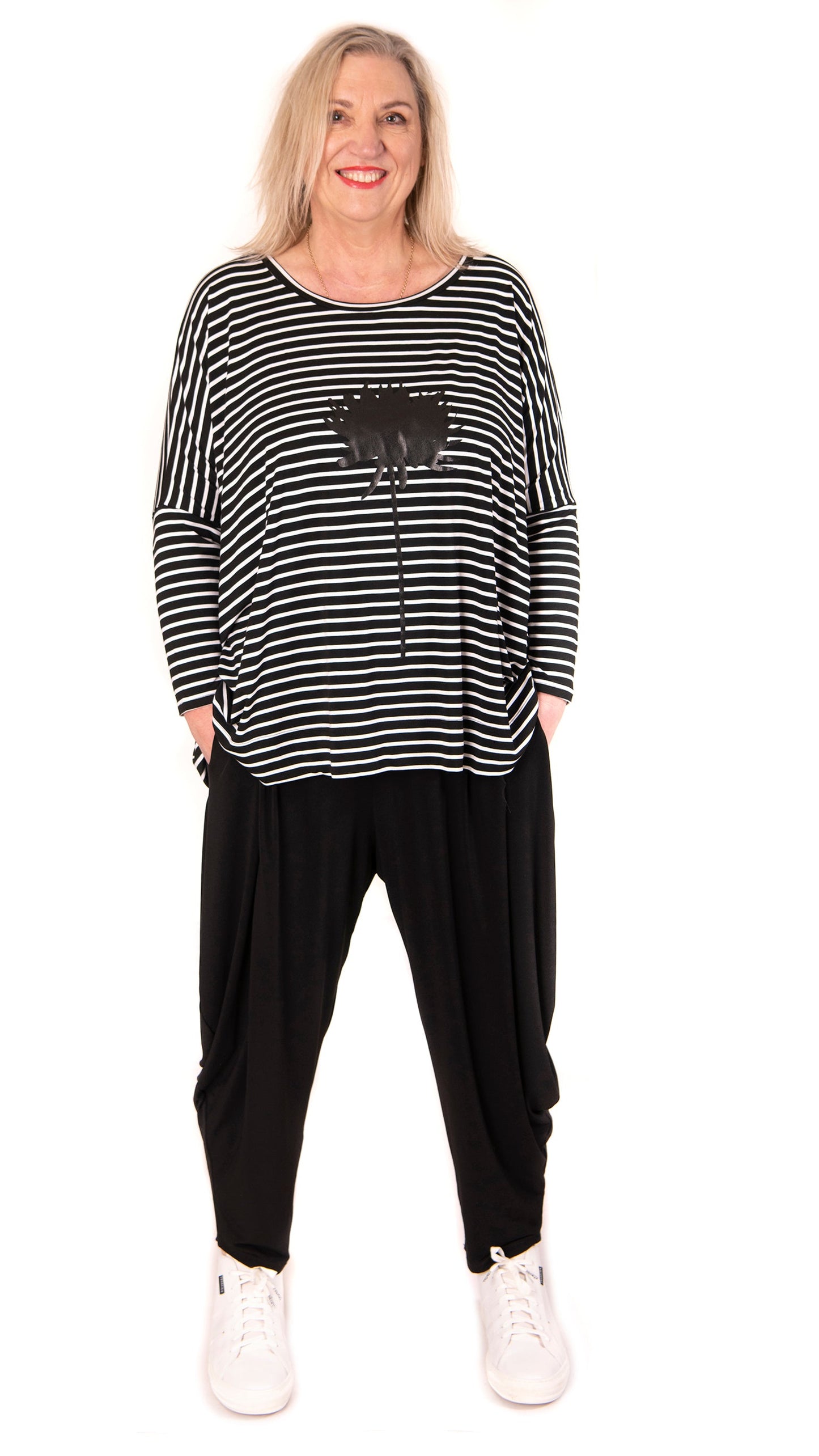 square top stripe - dahlia