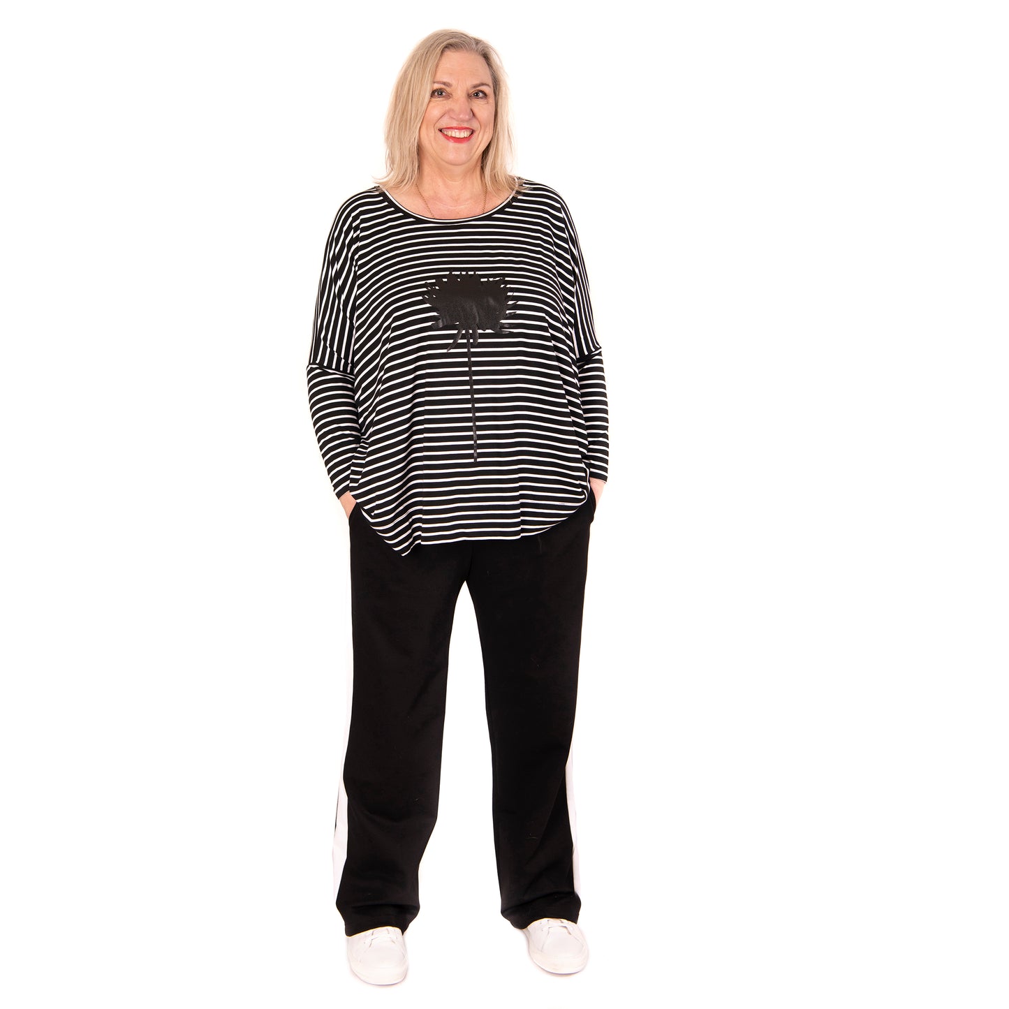 square top stripe - dahlia