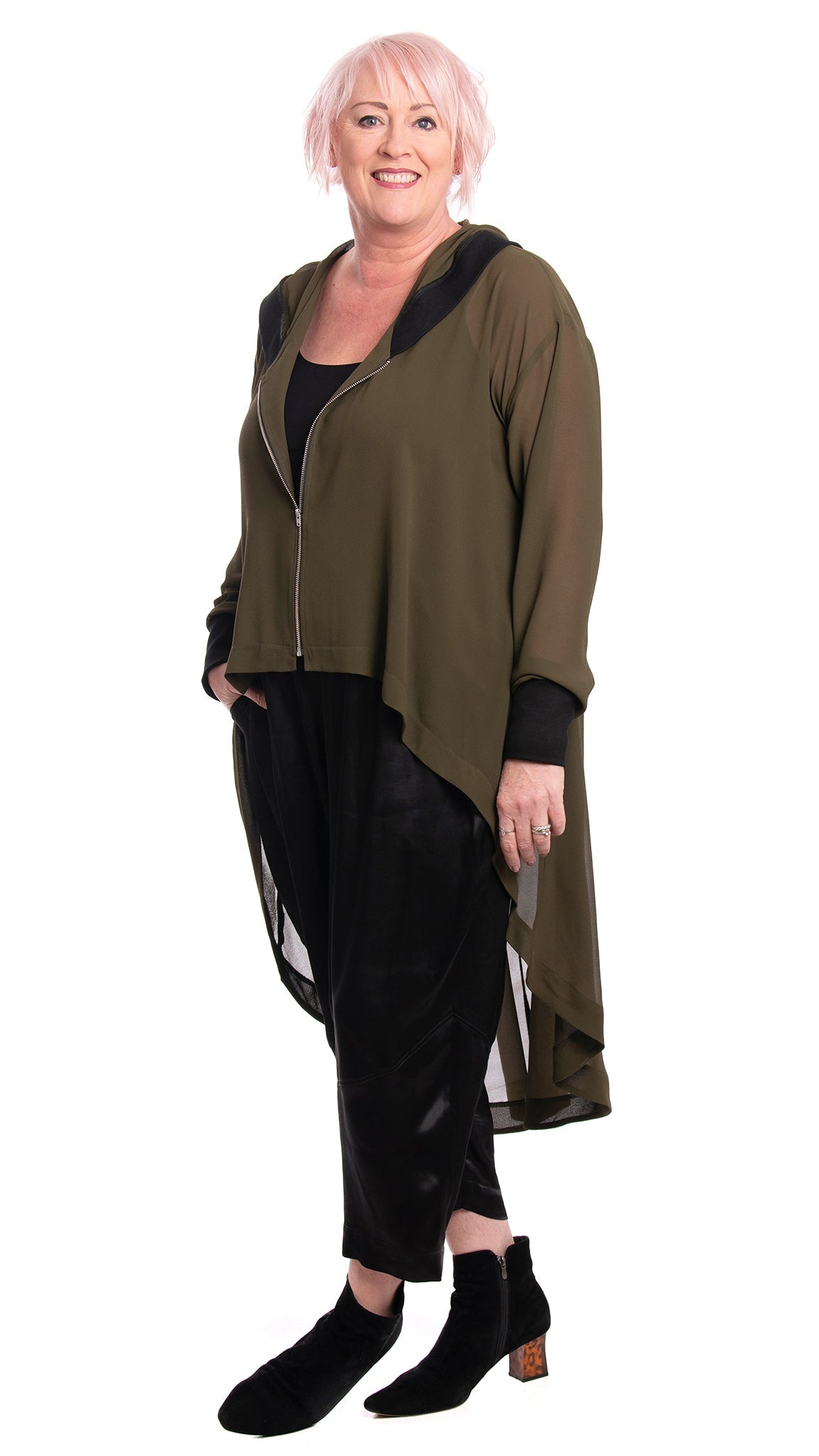 divide pant black satin