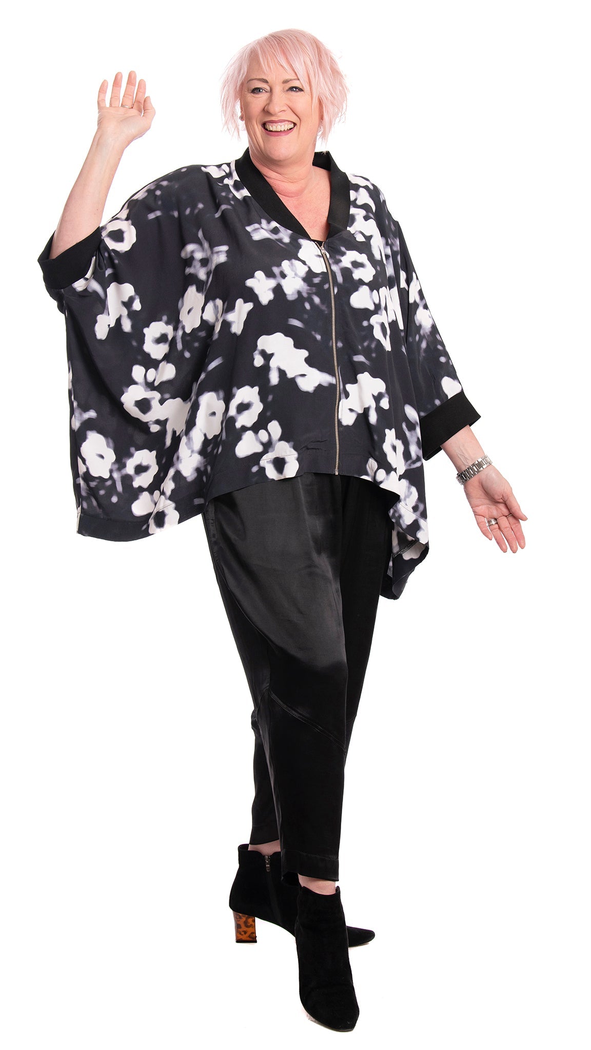 divide pant black satin