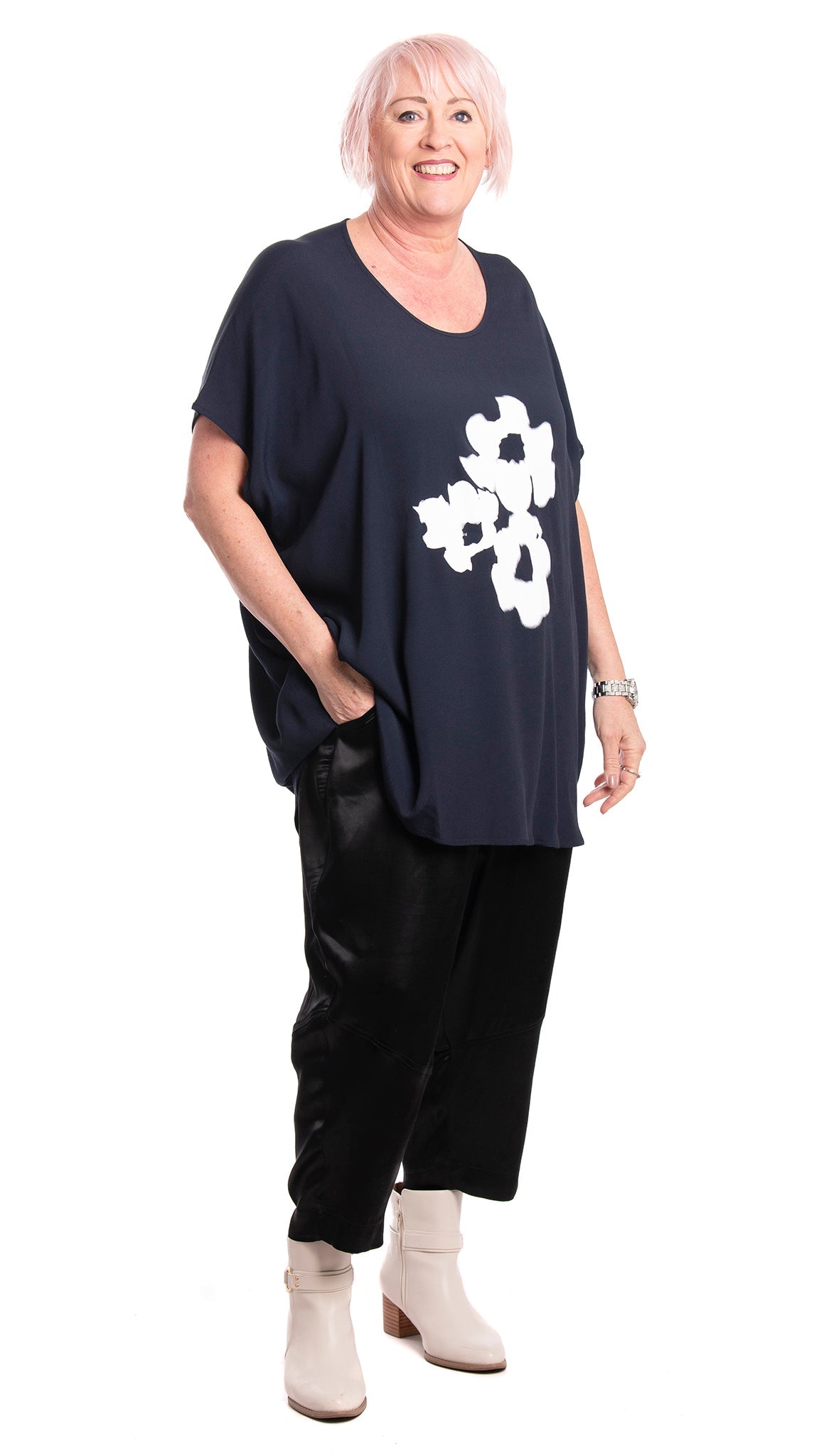 divide pant black satin
